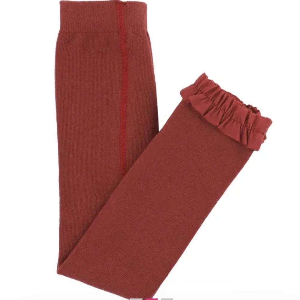 Footless ruffle tights in rosewood